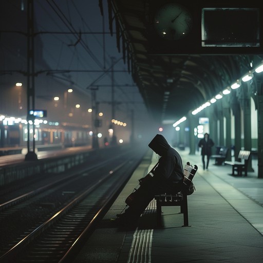 A soulful guitar driven blues rock piece that captures the essence of a solitary midnight train station. The slow, reverberating guitar lines echo the vast emptiness and solitude of traveling alone, while the hints of harmonica provide a nostalgic touch, reminding the listener of bygone eras.