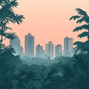 city sounds morph into jungle rhythms