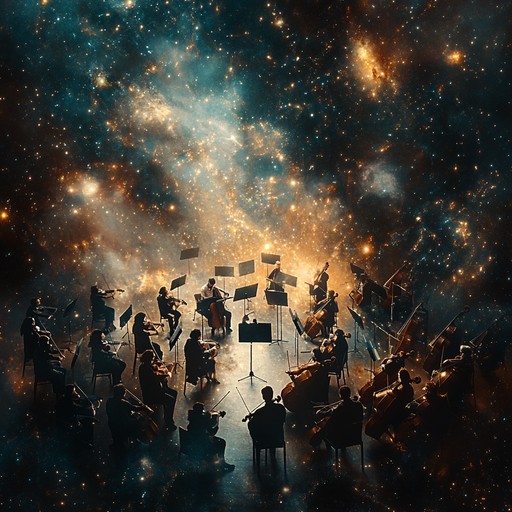 Dive into a mesmerizing orchestral experience that blends trippy, psychedelic elements with grand symphonic arrangements. Celestial harmonies and ethereal melodies paint a vivid picture of cosmic adventures, while the dynamic interplay of instruments ebbs and flows, guiding listeners through otherworldly terrains.