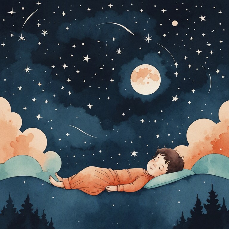 This track features a gentle, elegant lullaby designed to usher young listeners into a restful sleep. Using minimal instrumentation, the music weaves a delicate tapestry of sounds that invoke the tranquility and innocence of childhood. The selection of the harp sets a magical backdrop for bedtime, enriching the night with serene melodies.