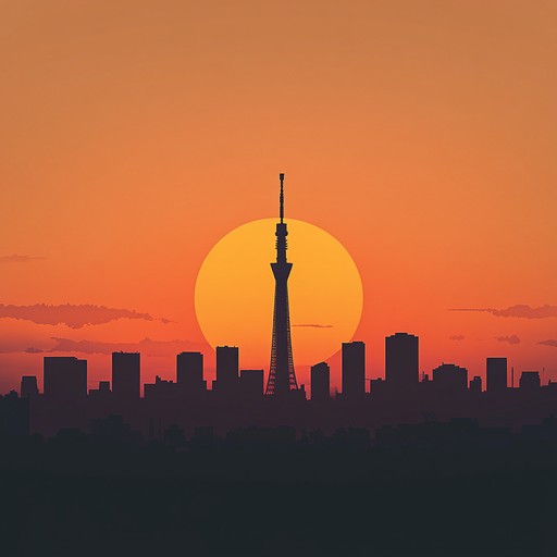 An uplifting instrumental piece that evokes the feeling of watching the sunrise over tokyo, blending traditional japanese melodies with modern j pop elements to create a warm, nostalgic atmosphere.