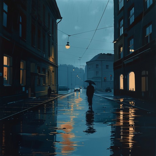 This track captures the still, reflective mood of an empty city street glistening under streetlights after a rainstorm. Subtle water droplets and distant thunder blend with a soft, melancholic tune that reflects solitude and renewal.