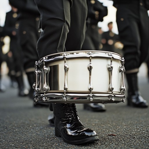 A forceful instrumental capturing the adrenaline of battle, with thundering percussion and triumphant brass leading the charge in a powerful military march