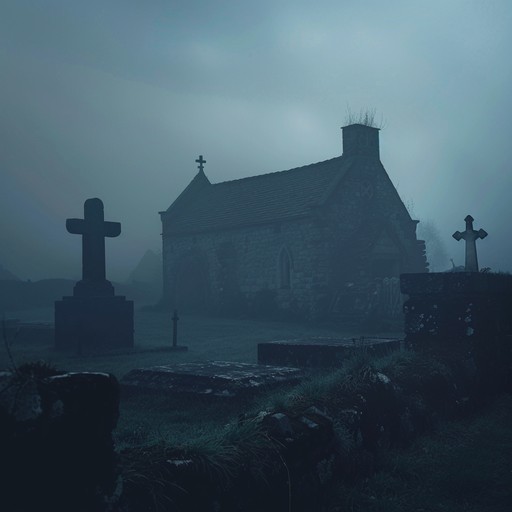 A chilling fusion of gothic organ with ambient textures, evoking an eerie atmosphere reminiscent of an abandoned monastery. Slow, creeping melodies blend with reverberating echoes and subtle digital distortions, creating a hauntingly beautiful soundscape perfect for moments of introspective dread.