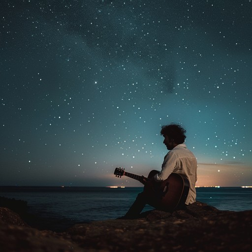 Immerse yourself in the soothing interplay of strings and soft latin melodies, painting a romantic night scene by the waves, full of tender emotions and timeless love.