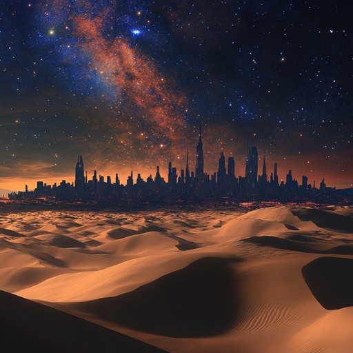 An instrumental piece blending ancient middle eastern melodies with modern electronic sounds, creating a mysterious and captivating atmosphere that transcends time.