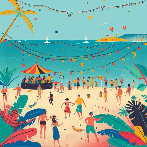 Bright and lively instrumental featuring steelpan, evoking a sunny beachside fiesta with energetic rhythms and festive vibes, perfect for capturing carefree summer moments.