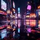 haunting synth melodies with rain soaked cyberpunk ambiance