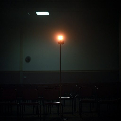 Eerie, sparse composition reflecting the haunting silence of abandoned university corridors, with unsettling tones and distant echoes.