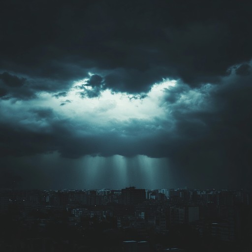 In this track, a foreboding silence sets an uneasy calm, broken abruptly by powerful, rolling crescendos that mimic an approaching storm, symbolizing conflict and chaos amidst urban isolation.