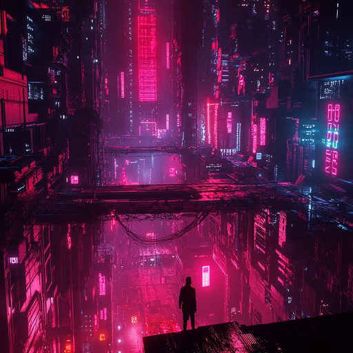 Dive into the dark alleys of a sprawling cyberpunk cityscape, filled with neon lights, shadows, and an atmosphere of hidden secrets. The track utilizes synthetic textures, pulsating rhythms, and haunting melodies to evoke a sense of intrigue and suspense, perfect for exploring a high tech noir narrative.