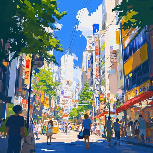 A lively instrumental blending traditional japanese melodies with modern synths, evoking the cheerful and adventurous spirit of anime in springtime