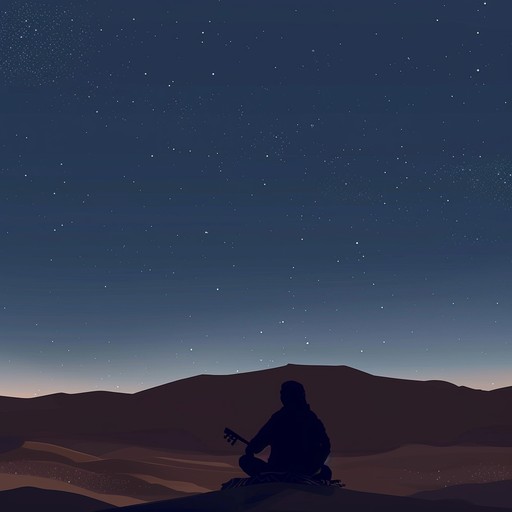 A tender instrumental track that merges traditional middle eastern sounds with an intimate, serene atmosphere, creating a journey through silent, moonlit sands. The soft, rhythmic plucking of the oud evokes a sense of nostalgia and peaceful solitude under a star studded sky, punctuated by occasional percussive accents that mimic the gentle whispers of the desert wind.