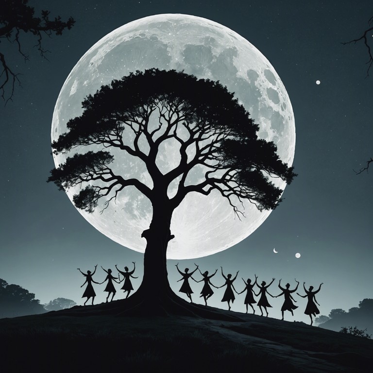 Imagine an elated band of mystical creatures celebrating their latest victory over unseen forces, dancing under moonlight through an ancient forest, their songs echoing between the trees.