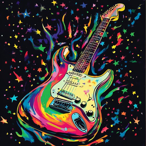 An energetic psychedelic rock instrumental featuring vibrant guitar melodies, rhythmic bass, and dynamic drumming, taking listeners on a kaleidoscopic sonic adventure filled with vivid textures and hypnotic grooves.