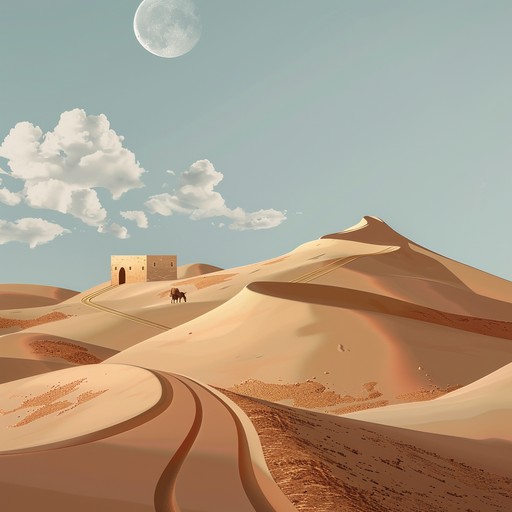 A meditative instrumental piece featuring the enchanting sounds of an ancient desert landscape. Combining traditional middle eastern scales and evocative wind instruments, the music recalls the stories of long forgotten caravans and whispers of ancient trade routes. Echoed percussion and strings create an ambiance rich with cultural heritage and timeless mystery.