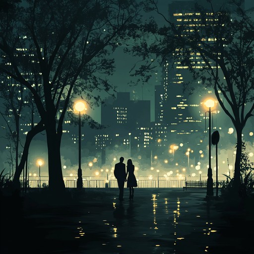 A seamless blend of silky piano riffs and ambient synth pads set against the backdrop of a city's nocturnal hum. This track gently flows through sultry melodies and relaxing harmonics, painting a picture of romantic wanderings around a quiet, illuminated urban landscape. Perfect for inviting introspective moments and warming hearts.