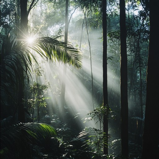 Evoking the serene ambiance of a hidden rainforest, this track combines soft melodic phrases with the gentle patter of raindrops and distant bird calls. The rich texture of a synth harp leads the way, creating a lush, immersive experience.