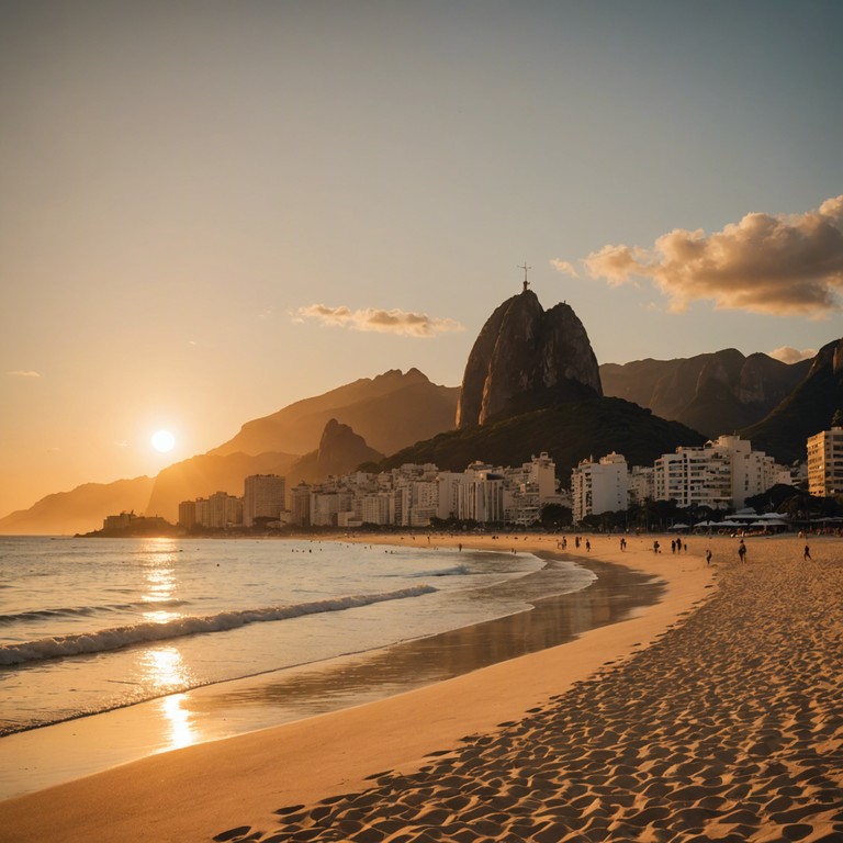 Imagine enjoying the cool evening breeze with the rhythmic strumming of a guitar accompanying the orange hue of the setting sun, as this track brings the serene energy and romance of a brazilian beach at dusk.