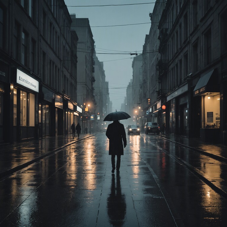 This track encapsulates the mood of walking down deserted city blocks under a grey sky, where each footstep resonates with the melancholy of solitude. The piano, with its deep and resonant tones, paints a picture of a melancholic urban landscape, evoking feelings of isolation and nostalgic longing. The sound is introspective, allowing the listener to delve into their own thoughts and emotions, mirrored by the slow tap of rain against concrete.