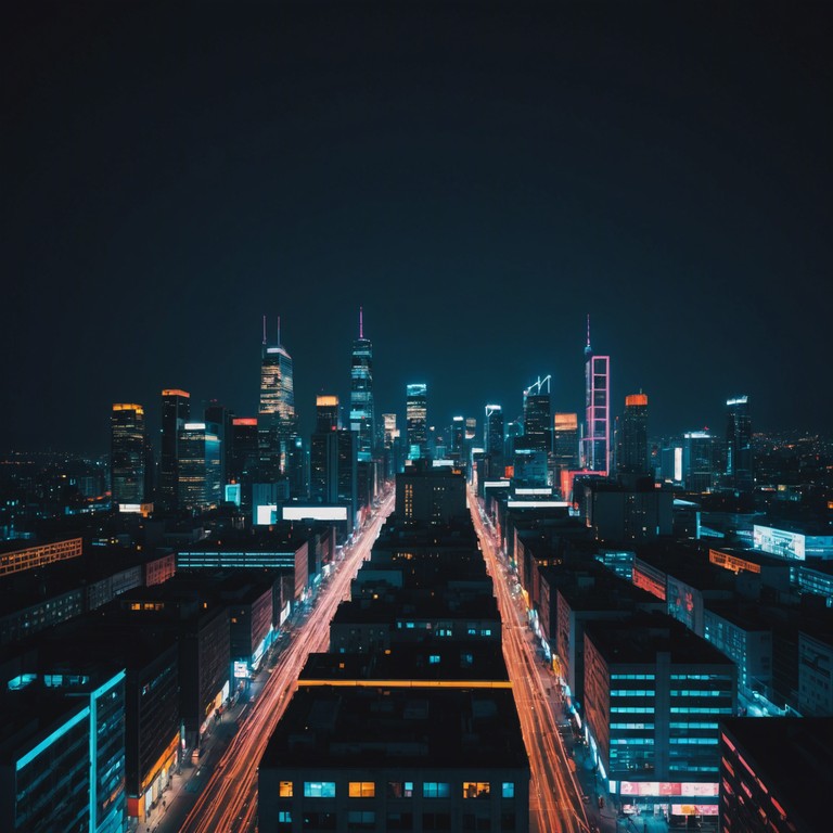 In this track, the relentless energy of the city comes alive at night through an aggressive synthpop soundscape, combining pulsating beats with the shimmering neon glow of urban life. The music captures the essence of a futuristic metropolis that never sleeps, with electronic rhythms that mirror the vibrating life of its inhabitants.