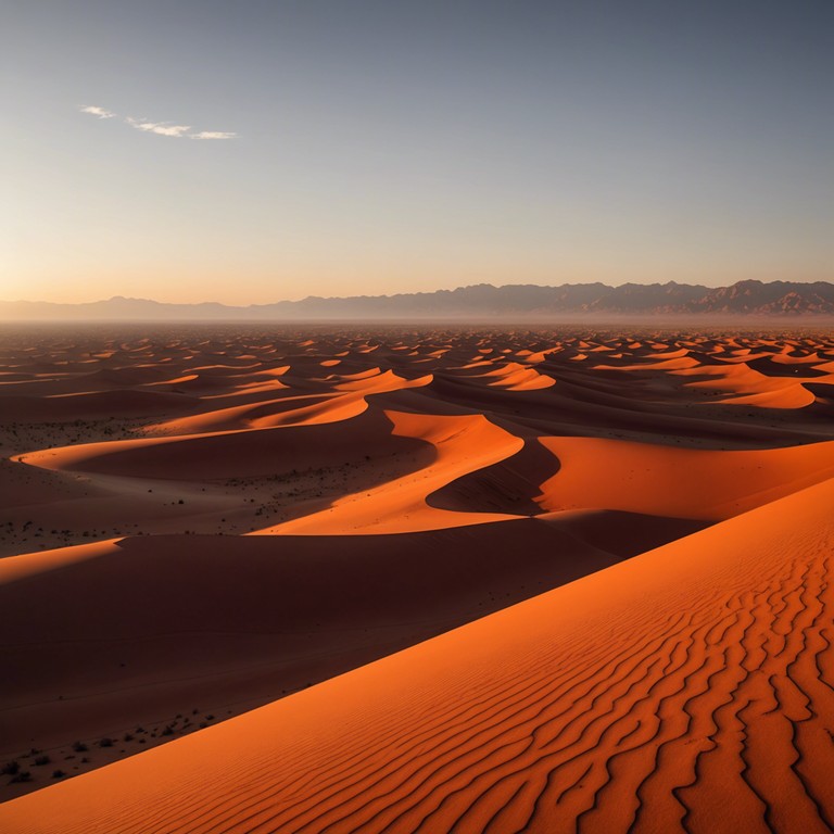 An instrumental track that uses traditional middle eastern sounds to evoke a sense of liberation and mystery, resembling a journey through vast, uncharted deserts under the open sky. The composition combines dramatic dynamics with ethereal melodies, capturing the essence of freedom and the spirit of adventure found in middle eastern landscapes