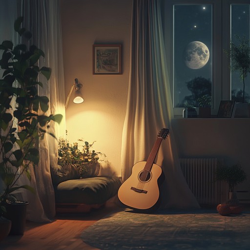 A soothing instrumental piece featuring shimmering guitar chords and soft synths, creating a serene and introspective ambiance reminiscent of quiet nights and personal reflection.