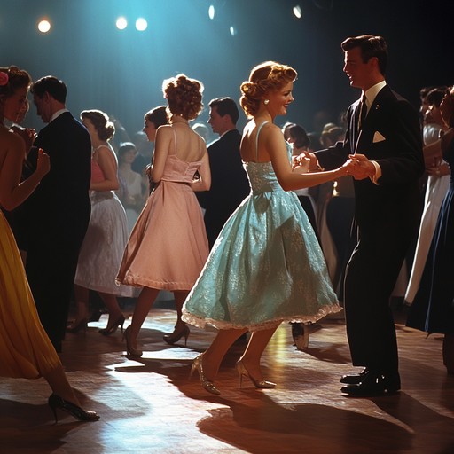 A vivacious swing instrumental evoking the lively dance parties of the 1950s, filled with vibrant brass and buoyant rhythms that ensure an atmosphere of nostalgia and joy.