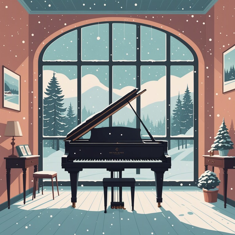 Delicately played piano notes reflect the quiet peace of snowy evenings, providing a soundscape that invites listeners to introspect and find tranquility amidst the bustling holiday cheer.