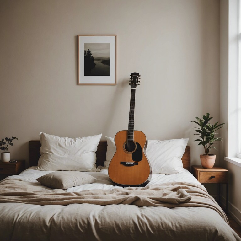 Imagine a serene bedroom filled with soft shadows and a single candle flickering. As the night deepens, gentle guitar tunes provide a comforting soundtrack to introspective evenings.