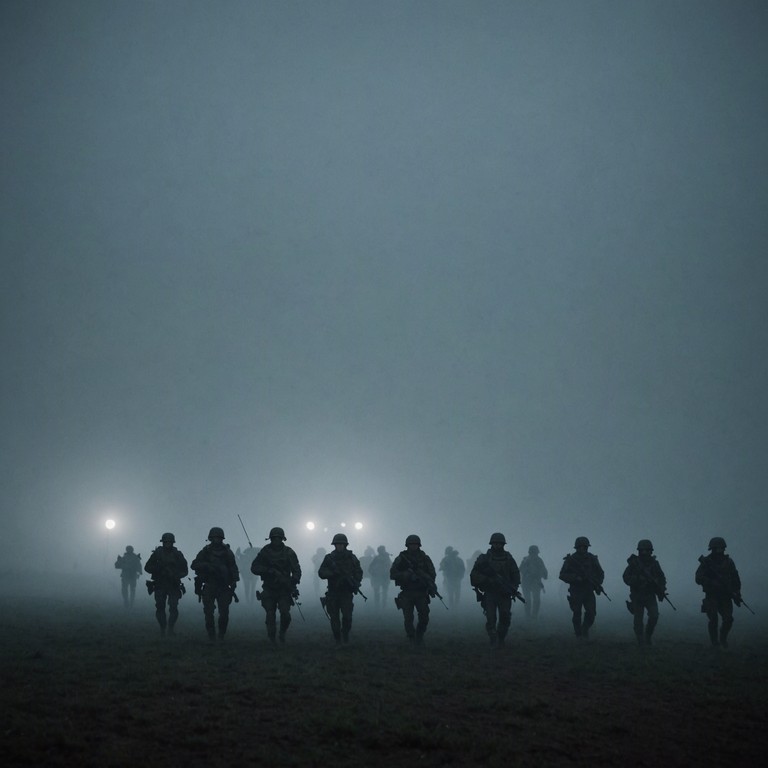 Imagine the chilling sensation as an invisible army advances under the moonlight, nothing but the sound of their synchronized steps haunting the battlefield. This alternative portrayal brings an added layer of psychological warfare, stressing the fear and uncertainty that grips the hearts of those who await in the shadows