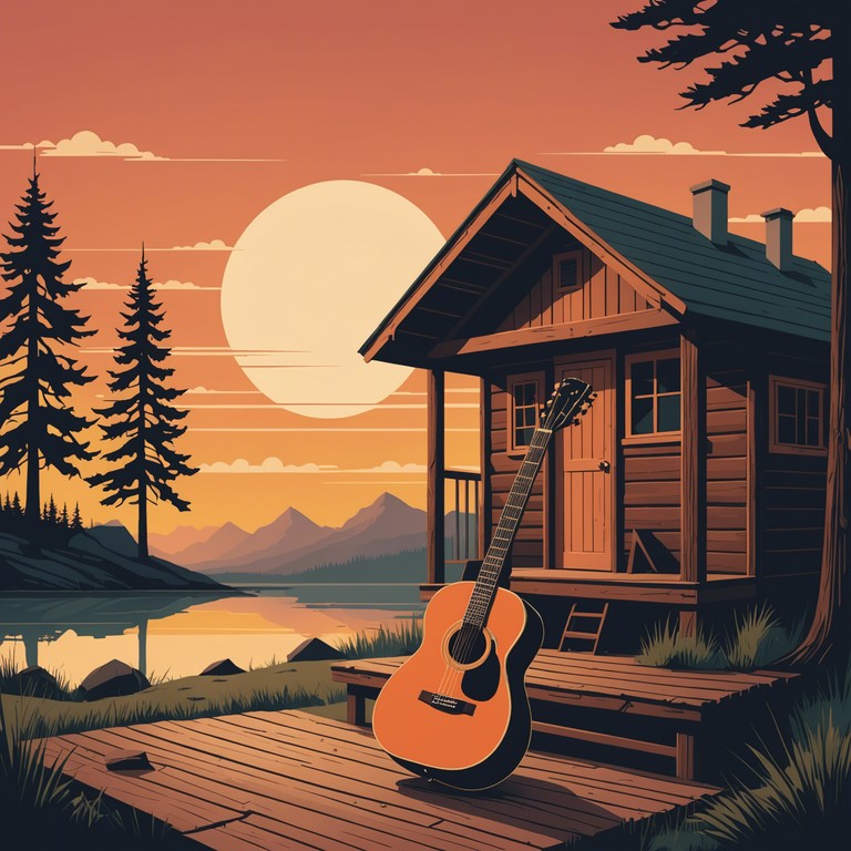 Imagine a serene musical journey guided by the gentle strumming of an acoustic guitar, complemented by soft rock rhythms that evoke images of a tranquil landscape under a sunset sky, bringing peace and calm to the listener.