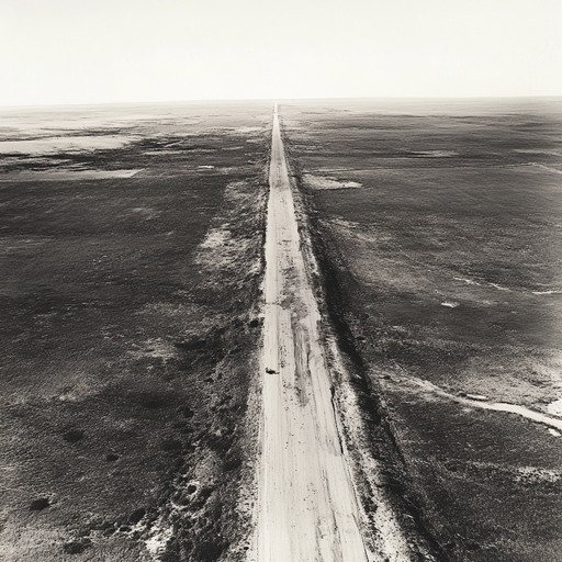 As you drive along the solitary desert road, the track envelops you in a soft, harmonic cadence, reflecting the peace and simplicity of a road less travelled, inviting deep contemplation and a sense of freeing solitude.