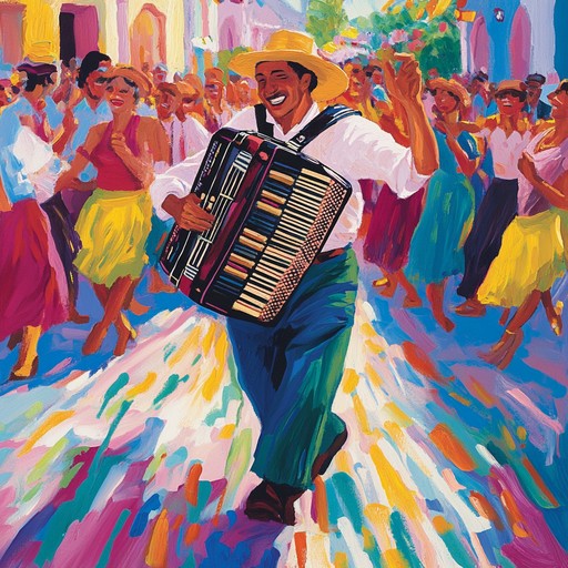 A cheerful, energetic polka featuring spirited accordion melodies, vibrant brass, and lively rhythms that capture the essence of a joyful street festival.