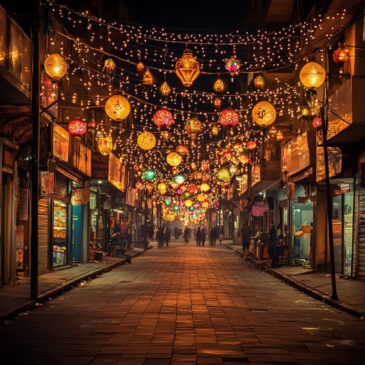 A composition that captures the essence of diwali, the festival of lights, with layers of light and joyous sounds reminiscent of fireworks, family gatherings, and the warmth of festive celebrations. The track evokes the feeling of walking through a lantern lit street, the air filled with the aroma of sweet treats and the sounds of laughter and chatter.