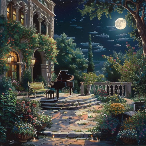 **imagine a peaceful evening stroll through a moonlit garden. Soft, flowing melodies from a light piano capture the serene ambiance, creating a soothing, almost meditative state. The notes gently weave through the air, painting a calming, beautiful picture of nature bathed in moonlight. Each chord resonates with tranquility, inviting listeners to immerse themselves in the mood.**