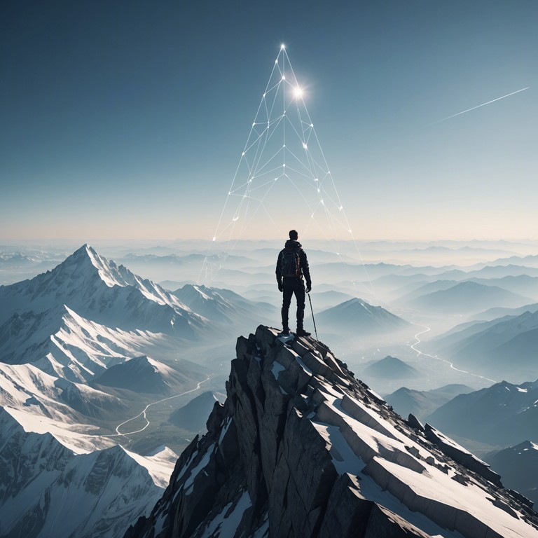 A multi layered composition emerges, mimicking a triumphant climb over metaphorical digital mountain peaks. Ethereal idm synths blend with sharp, precise beats underpinning a soundscape that feels like a cosmic journey culminating in victory.