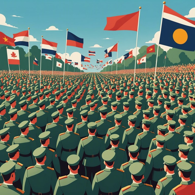 This piece exudes the raw energy and pride of a victorious army returning from battle, with soaring melodies that emphasize triumph and courage. It evokes visions of soldiers marching in perfect synchrony, flags waving, and crowds cheering in elation and relief. The composition slowly builds from a serene and dignified introduction to a powerful crescendo, symbolizing the progression from struggle to victory.