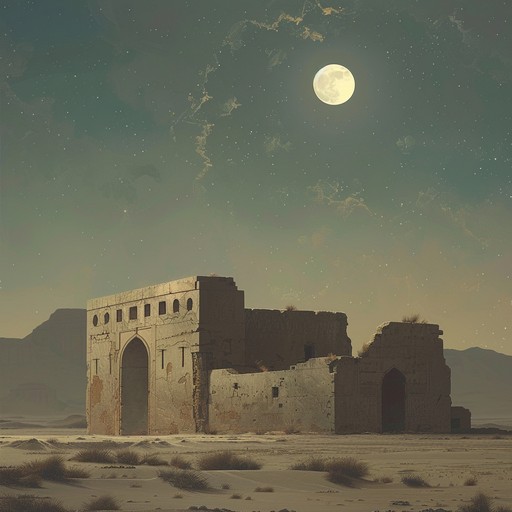 This evocative piece intertwines haunting middle eastern soundscapes with the serene ambiance of the moonlit desert, creating an ethereal and tranquil atmosphere that invites deep reflection and wonder