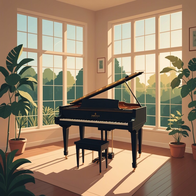 An instrumental track with intricate piano work that evokes feelings of peace and contentment, crafted meticulously to accompany the break of dawn, resonating with the start of new possibilities.