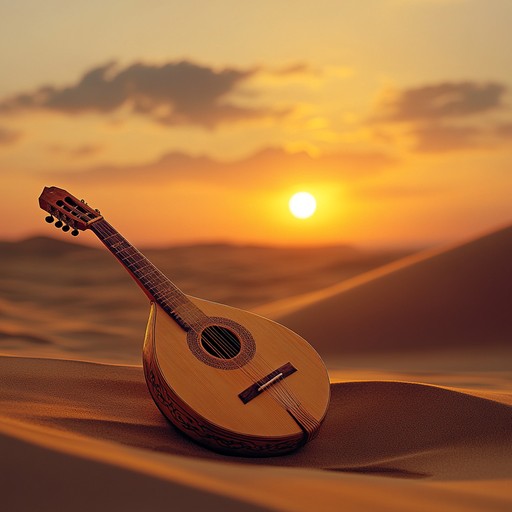 An expressive instrumental intertwining soulful oud with ambient textures, evoking love blooming under desert moonlight