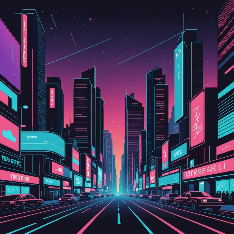 In the heart of a neon lit city, the track intertwines deep, reflective melodies with the pulsating rhythms of cyberpunk, capturing the contrast between introspection and urban chaos. This piece serves as a soundtrack to midnight wanderings in a future metropolis.