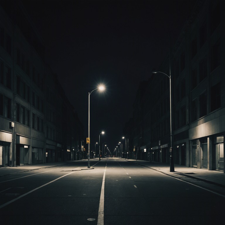 In this track, a haunting atmosphere is achieved through the subtle use of ambient noises, intertwined with low, resonating bass frequencies, creating a chilling soundscape. This composition aims to evoke a sense of isolation and unease, as if one were walking through a forgotten urban landscape at midnight, with only the echo of distant sounds for company. The track deliberately uses sparse instrumentation to enhance the feeling of solitude.