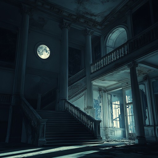 In this haunting piece, the music evokes the chilling echoes of footsteps and whispered secrets reverberating through the long abandoned corridors of a dilapidated mansion. A single violin plays somber, lingering notes that encapsulate the essence of neglect and eerie solitude.