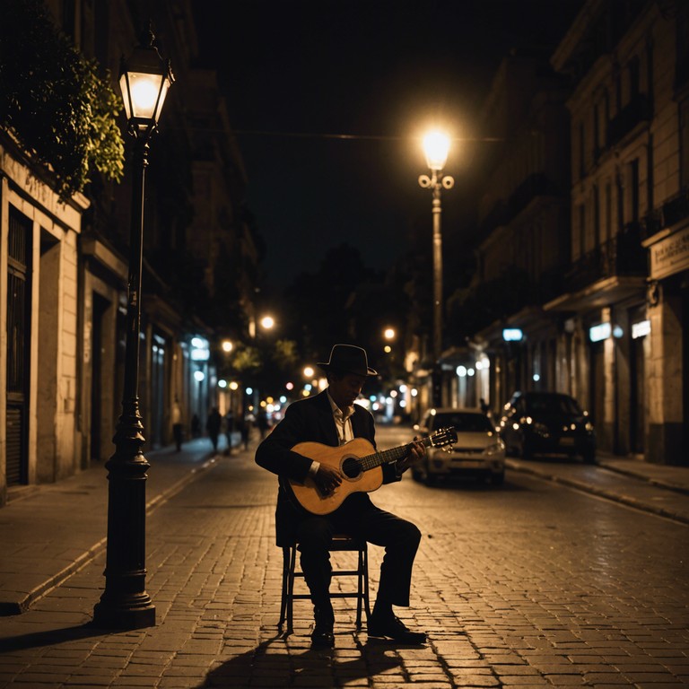 In this composition, the deep and mellow tones of the bandoneón lay the foundation for an introspective journey through the quiet streets of buenos aires at night. The music slowly unfolds, revealing layers of nuanced emotions coupled with the traditional rhythm of tango, transporting the listener into a reflective state of mind