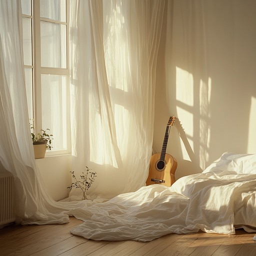 This track features a gentle, optimistic guitar melody that effortlessly fills a sunlit bedroom. Combining delicate plucks and harmonies, it creates an uplifting atmosphere perfect for leisurely mornings or reflective afternoons.