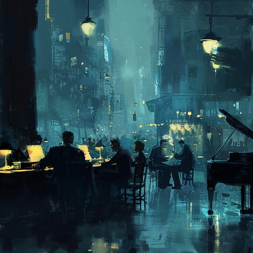 Dive into a vibrant soundscape with spirited brass sections, dynamic rhythms, and soulful melodies. This composition captures the essence of a lively urban night, blending the rich textures of jazz improvisation with the expressive warmth of soul. Perfect for evoking scenes of nocturnal city life, bustling jazz clubs, and late night adventures.