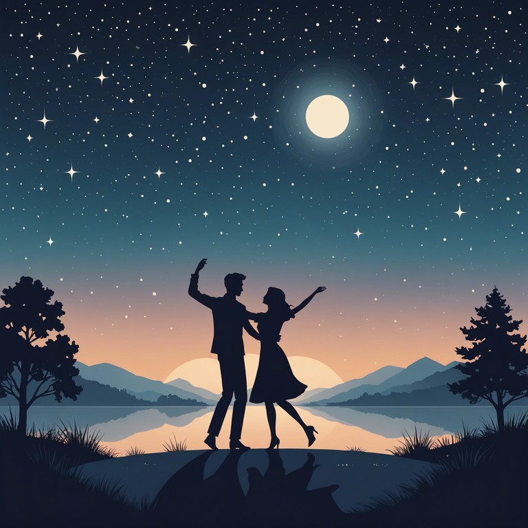 Imagine a graceful dance performed under a sky glittering with stars. This composition captures the elegance and serenity of a night time waltz, enhanced by the gentle sounds of a solo violin, creating a romantic and dreamlike atmosphere.