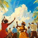 an energetic afro cuban instrumental celebrating triumph and joyful rhythms