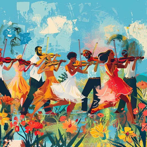 This intense music piece features frenetic violin melodies celebrating a lively riverside dance in a rustic setting. The capriccio embodies spontaneous joy and structured harmony, offering energetic bursts and reflective transitions.